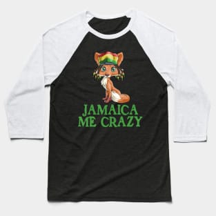 Jamaican Me Crazy Flag Fox T shirt Hair Funny Reggae Gift Baseball T-Shirt
